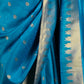 Blue Silk Woven Saree With Unstitched Blouse