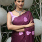 Rajwada Purple Embroidered Chiffon Silk Saree with Unstitched Blouse for Women