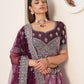 Rajwada violet Crepe Embroidered Semi Stitched Lehenga With Unstitched Blouse for Women