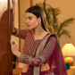 Rajwada Women Violet Embroidered Semi Stitched Lehenga With Unstitched Blouse