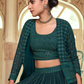 Rajwada Women Dark Green Embroidered Georgette Semi Stitched Lehenga With Unstitched Blouse