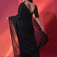 Rajwada Black Embellished Georgette Saree With Unstitched Blouse For Women