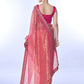 Rajwada Pink Embellished Net Saree With Unstitched Blouse For Women