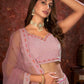 Rajwada Pink Georgette Embellished Semi Stitched Lehenga With Unstitched Blouse for Women