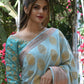 Rajwada Light Blue Woven Soft Silk Saree with Unstitched Blouse for Women