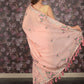 Rajwada Peach Pearls Embroidered Polyester Silk Saree with Unstitched Blouse for Women