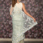 Rajwada Sea Green Mirror Embroidered Organza Saree for Women
