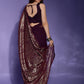 Rajwada Wine Embellished Georgette Saree With Unstitched Blouse For Women