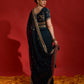 Rajwada Teal Embroidered Georgette Saree With Unstitched Blouse For Women