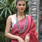 Rajwada Maroon Beads Embroidered Khadi Organza Saree with Unstitched Blouse for Women