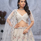 Rajwada White Soft Net Embellished Semi-Stitched Lehenga With Unstitched Blouse For Women