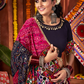 Rajwada Navy Blue And Magenta Cotton Blend Embroidered Semi-Stitched lehenga For Women