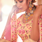 Rajwada Women Yellow Embroidered Georgette Semi Stitched Lehenga With Unstitched Blouse