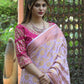 Rajwada Light Pink Woven Soft Silk Saree with Unstitched Blouse for Women