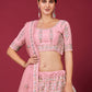 Rajwada Pink Georgette Embellished Semi Stitched Lehenga With Unstitched Blouse for Women