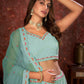 Rajwada Sky Blue Georgette Embellished Semi Stitched Lehenga With Unstitched Blouse for Women