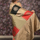 Rajwada Grey Woven Silk Blend Saree With Unstitched Blouse For Women