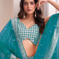 Rajwada Blue Shibori Crepe Embroidered Semi Stitched Lehenga With Unstitched Blouse for Women