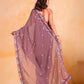 Rajwada Mauve Georgette Embroidered Saree With Unstitched Blouse For Women