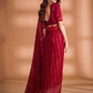 Rajwada Red Embellished Georgette Saree With Unstitched Blouse For Women