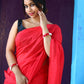 Rajwada Red Cotton  Saree  With Unstitched Blouse for Women