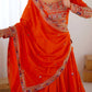 Rajwada Orange Silk Blend Embroidered Semi-Stitched lehenga For Women