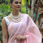 Rajwada Peach Beads Embroidered Khadi Organza Saree with Unstitched Blouse for Women