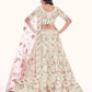 Rajwada Cream Embroidered Soft Net Semi Stitched Lehenga With Blouse For Women