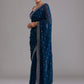 Rajwada Blue Embroidered Chiffon Saree With Unstitched Blouse For Women