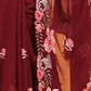 Rajwada Brown Silk Blend Embroidered Saree With Unstitched Blouse For Women