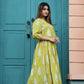 Rajwada Olive Chiffon Stitched Printed Indo Western Dress For Women