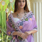Rajwada Purple Embroidered Georgette Saree with Unstitched Blouse for Women