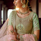 Rajwada Olive Embroidered Georgette Semi Stitched Lehenga With Blouse For Women