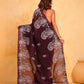 Rajwada Maroon Silk Blend Embroidered Saree With Unstitched Blouse For Women