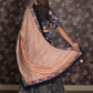 Rajwada Dark Blue Zari Embroidered Silk Blend Semi-Stitched Lehenga with Stitched Blouse for Women