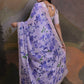Rajwada Purple Printed Chiffon Saree With Unstitched Blouse For Women