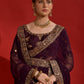 Rajwada Wine Embroidered Georgette Saree With Unstitched Blouse For Women