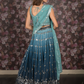 Rajwada Teal Stitched Sequins Embroidered Crepe Lehenga with Stitched Blouse And Dupatta For Women