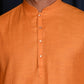 Rajwada Mustard Solid Cotton Polyester Kurta Set For Men