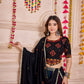 Rajwada Black Cotton Blend Solid With Golden Border Semi-Stitched Lehenga For Women