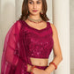 Rajwada Pink Net Embellished Semi Stitched Lehenga With Unstitched Blouse for Women
