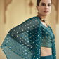 Rajwada Women Teal Embroidered Crepe Semi Stitched Lehenga With Unstitched Blouse