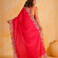 Rajwada Red Silk Blend Embroidered Saree With Unstitched Blouse For Women