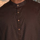 Rajwada Grey and Brown Woven Cotton Traditional Kurta Set For Men