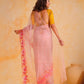 Rajwada Peach Net Embroidered Saree With Unstitched Blouse For Women