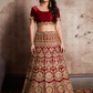 Rajwada Women Maroon Embroidered Semi Stitched Lehenga With Unstitched Blouse