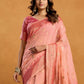 Rajwada Light Peach Cotton Blend Solid Saree For Women