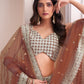 Rajwada Orange Shibori Crepe Embroidered Semi Stitched Lehenga With Unstitched Blouse for Women