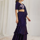 Rajwada Purple Organza Solid Ready To Wear Saree With Stitched Blouse For Women