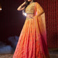 Rajwada Orange Organza Embroidered Semi-Stitched Lehenga For Women